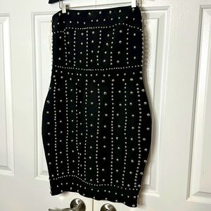 Black and silver bandage/spandex mini dress, size Medium (M), used.